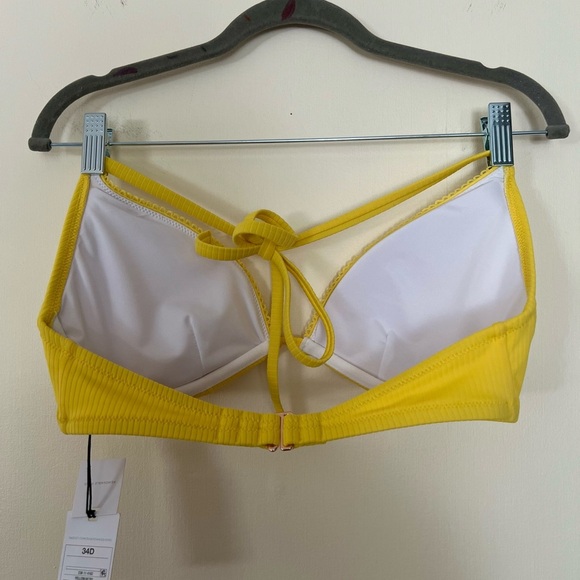 Shade & Shore Women Yellow Triangle Bikini Top Medium 34D Swimwear Removable Pad - Picture 7 of 14
